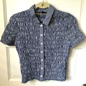 J Crew Smocked button up shirt